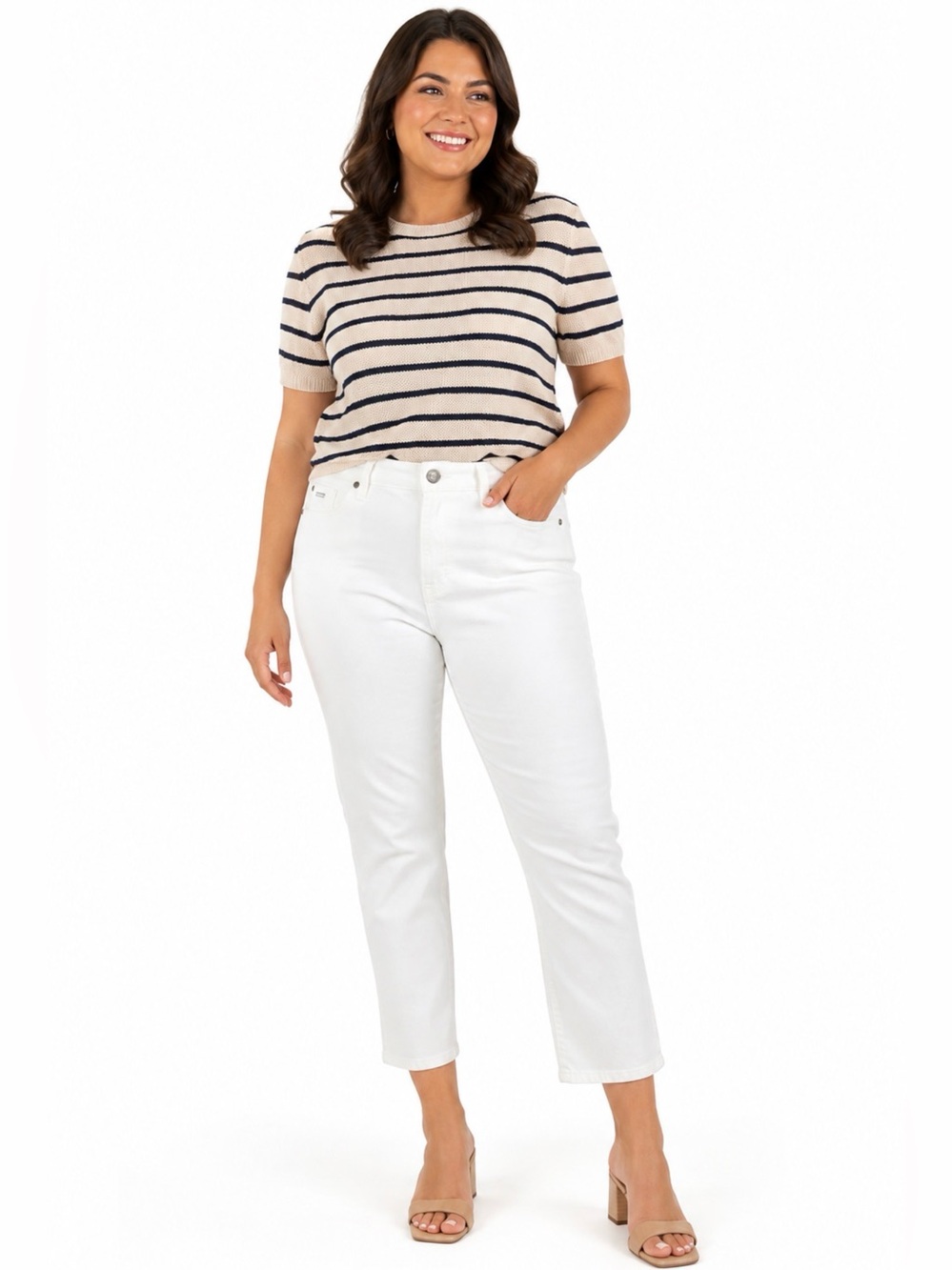NWT Nine West Gramercy Crop Straight Slim Jeans White Size 12